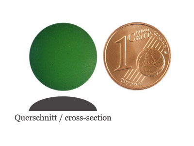 matte runde Cabochones 16mm, Tannengruen, Bild 2 mit Größenvergleich
