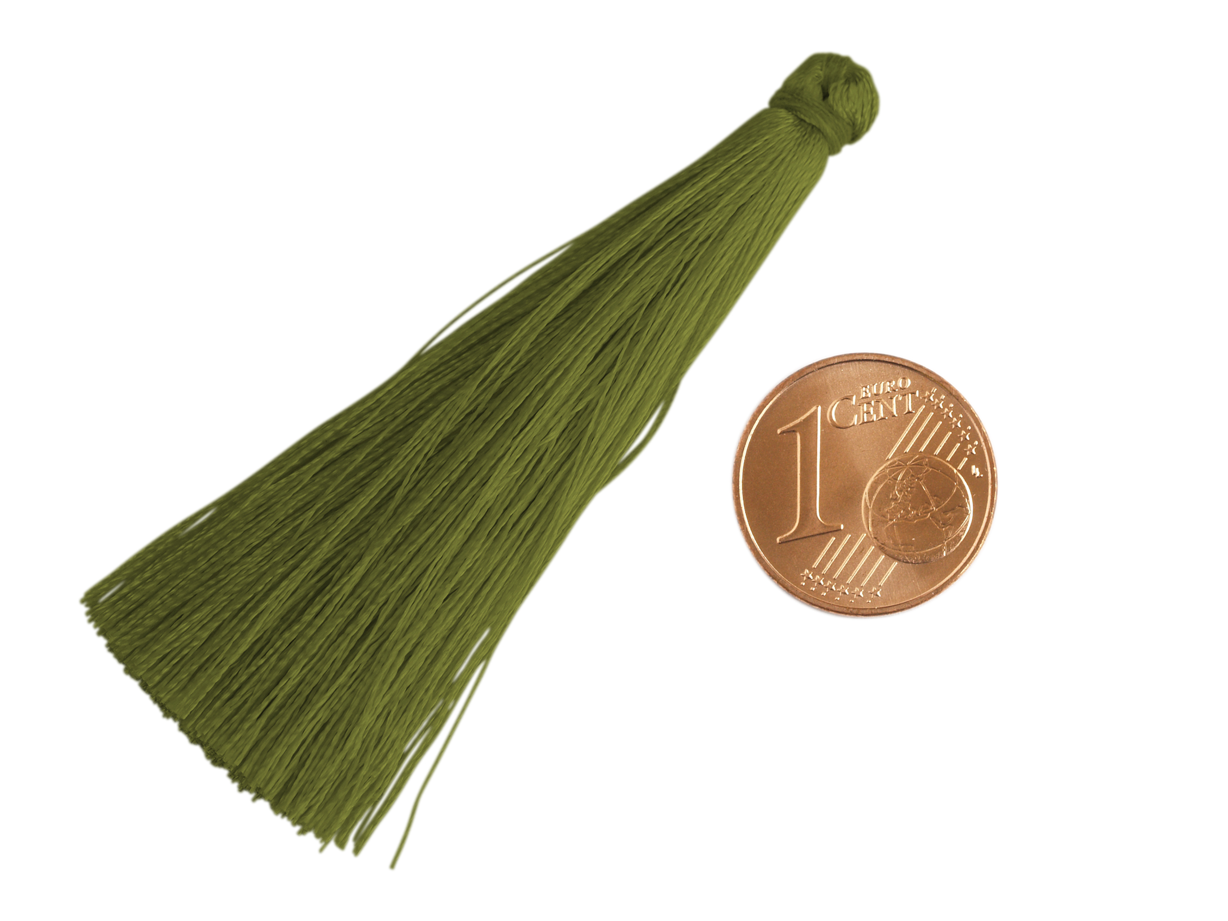 olivegrüne Quaste 6,5cm zum Basteln und Schmuckmachen - Größ