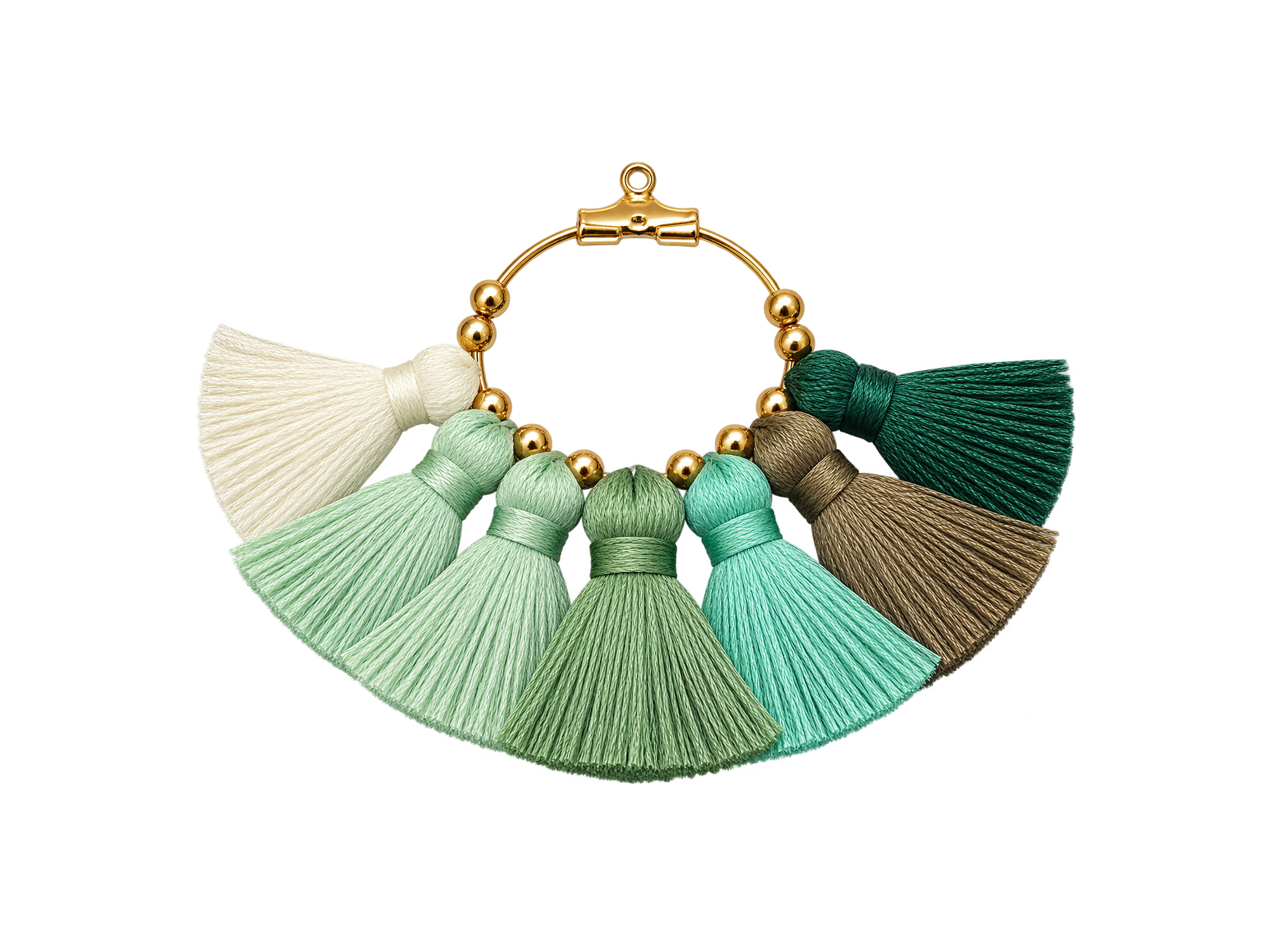 Ring mit 7 Quasten in Mintfarben
