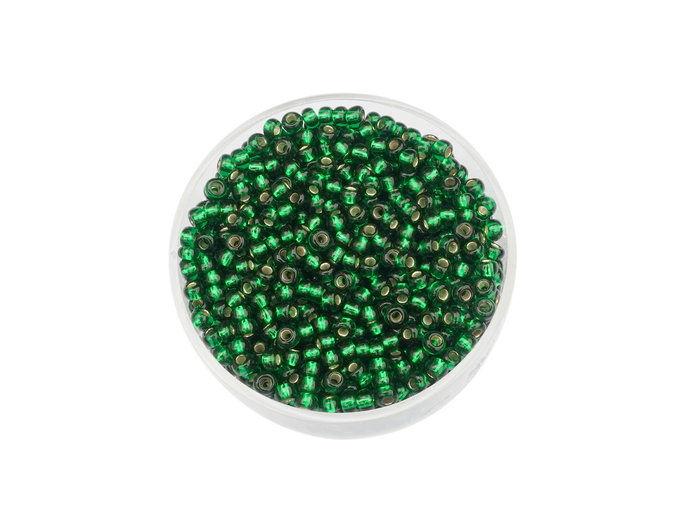 Rocailles Glasperlen 2,5mm grün mit silbereinzug