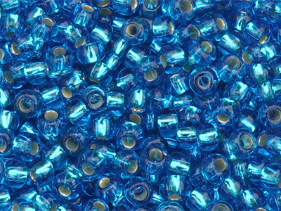 Rocailles Glasperlen 2,5mm türkisblau mit silbereinzug