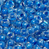 1 Dose (ca.17g.) Rocailles 9/0 ~2,5mm Kristall innen blau gefärbt mit Luster