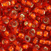 50g Rocailles 1,6mm Rot mit Silbereinzug