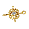 Zirkon Connector mit zwei Ösen, Ornamet ~10mm, Messing gold