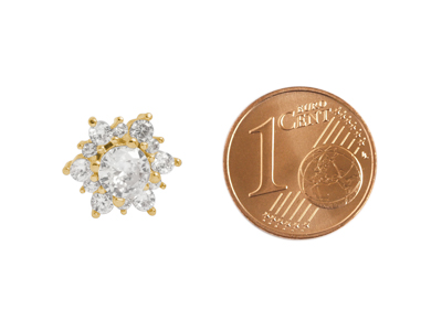 goldene Ohrstecker Kristallblume mit Glitzersteinen - Größen
