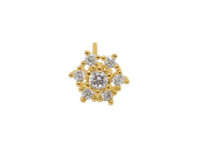 goldene Ohrstecker Kristallblume mit Glitzersteinen
