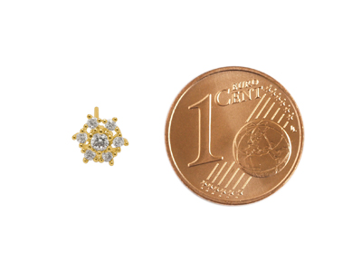 goldene Ohrstecker Kristallblume mit Glitzersteinen - Größen
