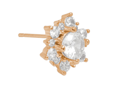 rosegoldene Ohrstecker Kristallblume mit Glitzersteinen