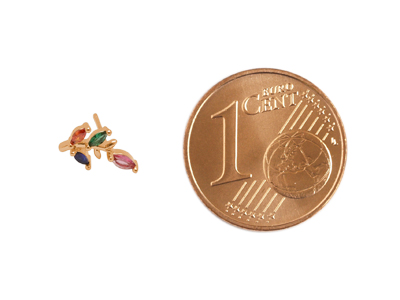 rosegoldene Ohrstecker bunter Zweig mit Glitzersteinen - Grö