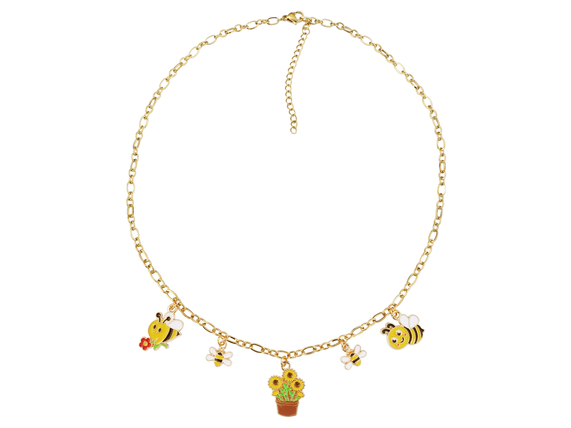 Charmkette mit Bienen und Blumen