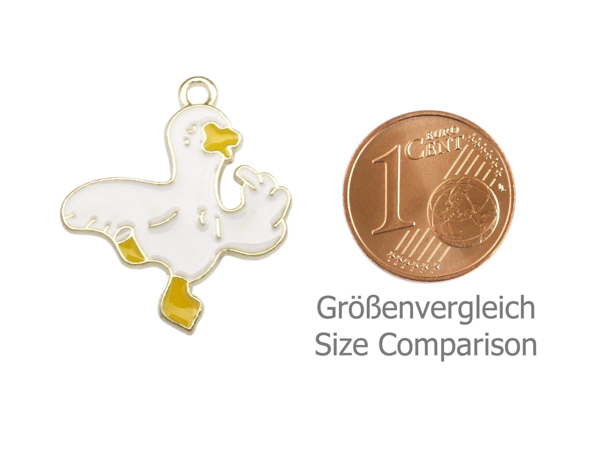 Schmuckanhänger - Ente - Größenvergleich