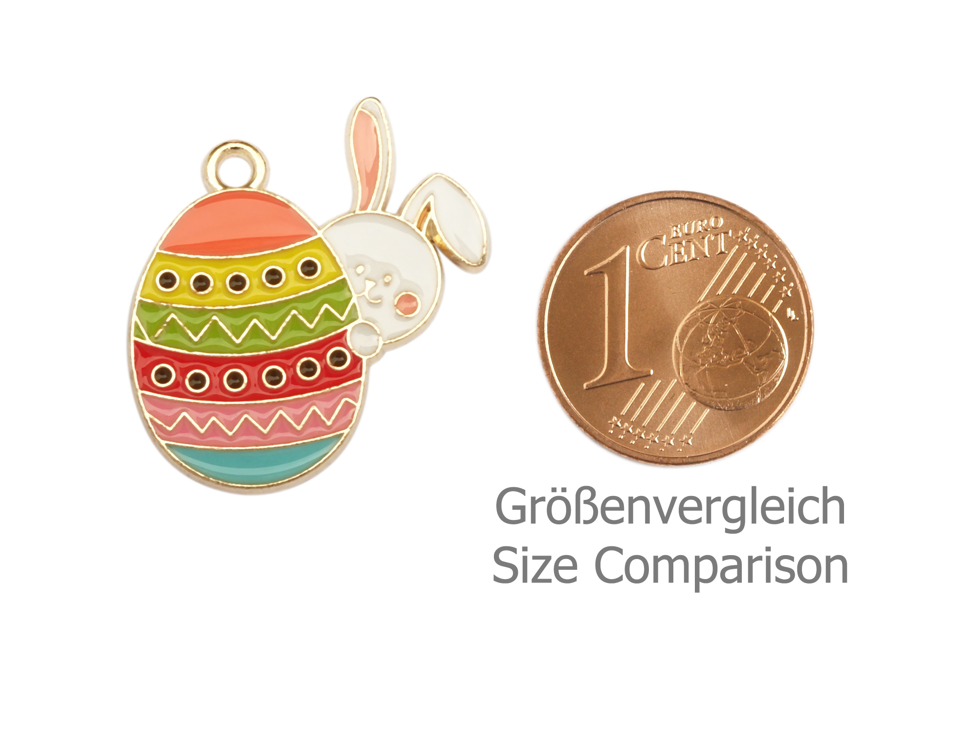 Schmuckanhänger - großes Osterei mit einem Osterhasen dahint