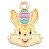 flacher Schmuckanhänger aus Metall, Osterhase mit Ei ~14x19mm