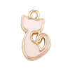 flacher Schmuckanhänger aus Metall, kleine rosa Katze ~8x15mm
