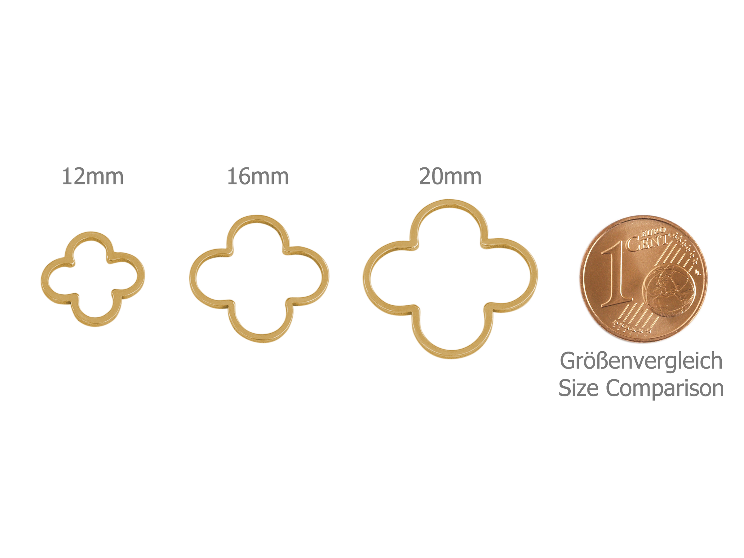 Größenvergleich 12mm 16mm und 20mm Basisrahmen fuer Ohrringe