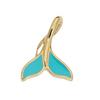 Anhänger Walflosse ~12x15mm, Zinklegierung, gold & türkis
