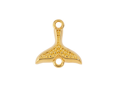 Schmuckanhänger - goldene Walfischflosse mit zwei Ösen