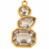 Schmuckelement mit drei Strasssteinen ~26x12mm, Edelstahl, gold