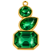 Schmuckelement mit drei Strasssteinen ~26x12mm, Edelstahl, gold
