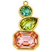 Schmuckelement mit drei Strasssteinen ~26x12mm, Edelstahl, gold