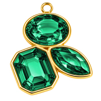 Schmuckelement mit drei Strasssteinen ~25x18mm, Edelstahl, gold