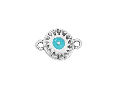 altsilberner Connector mit zwei Ösen zum Schmuckmachen - Aug