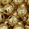 15 Stk. Edelstahlperlen rund gehämmert ~6mm, gold