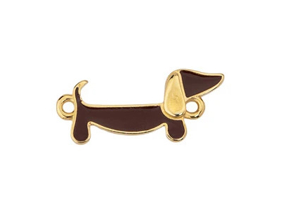 gold - brauner Schmuckanhänger, Charm - Dackel Hund, Dachshu