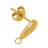 1 Paar Ohrstecker, kleine flache Tropfen ~11x5mm - Edelstahl poliert, gold