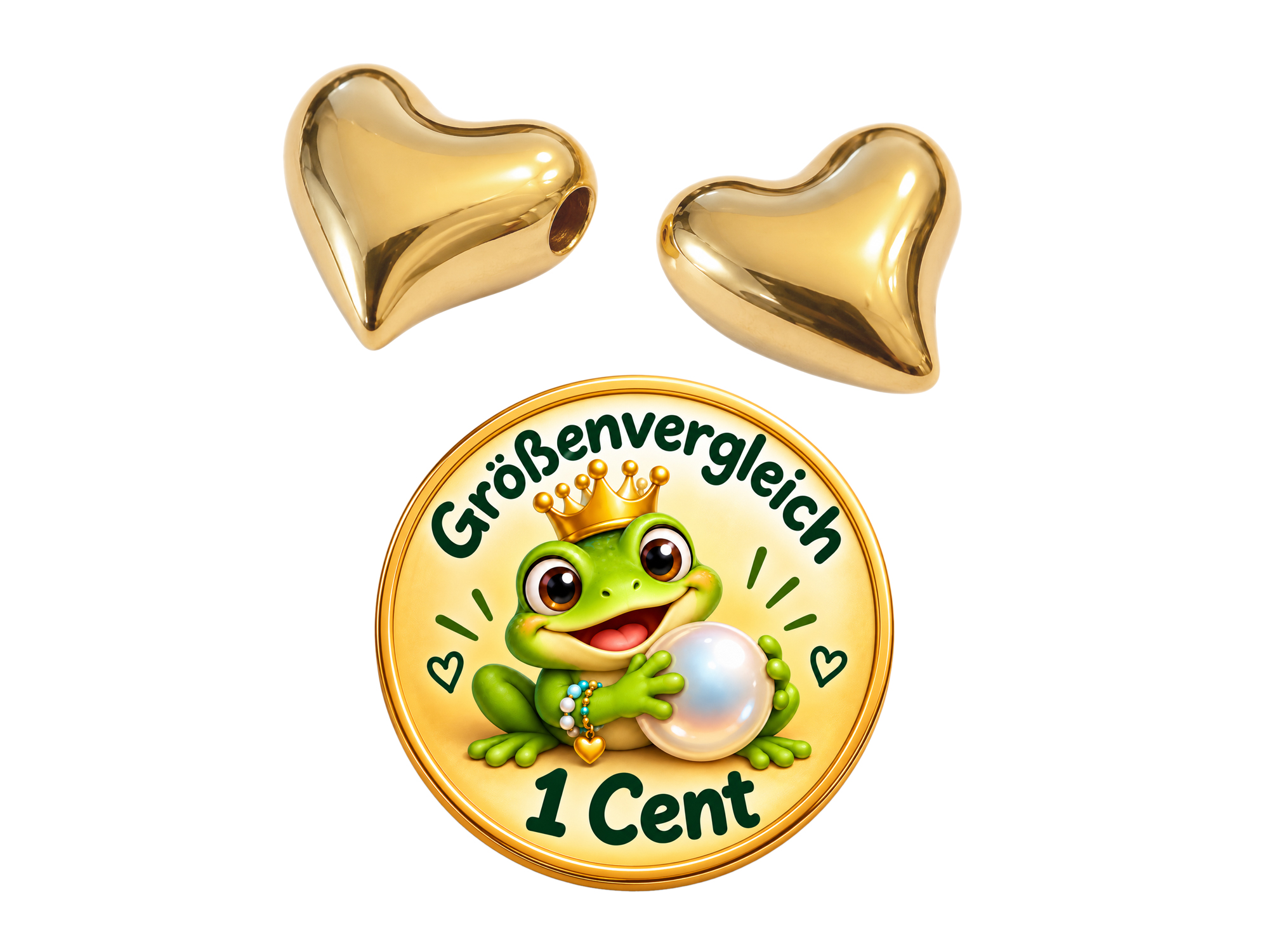 goldene, herzförmige Metallzwischenteile Metallperlen 7mm - 