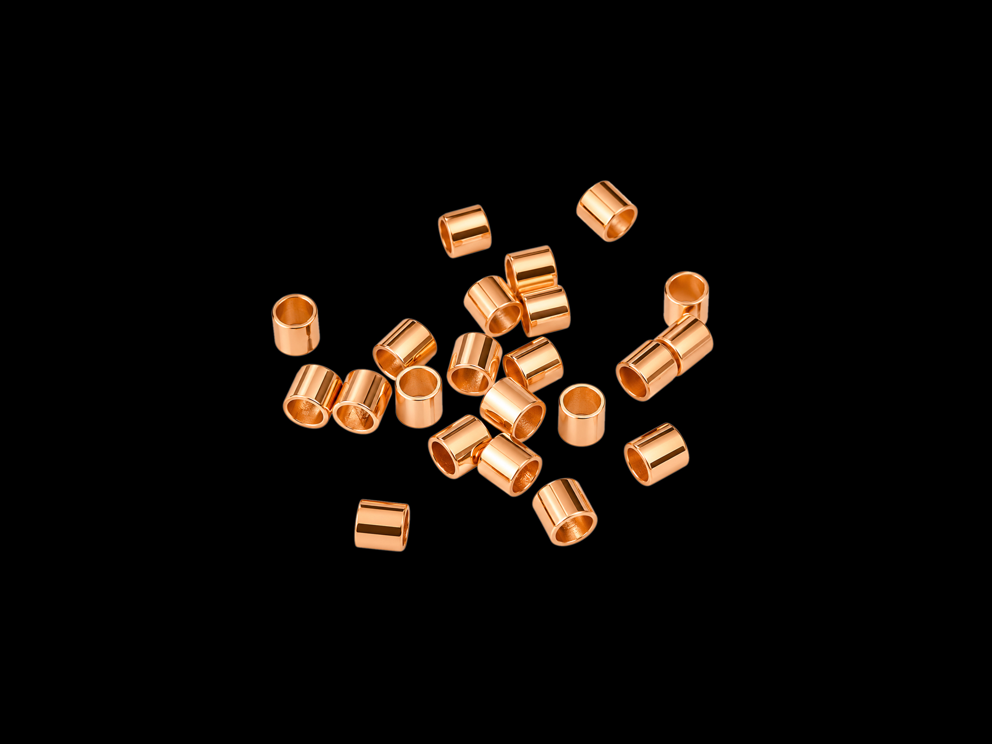 rosegoldene Quetschröhrchen 2x2mm zum Schmuckmachen