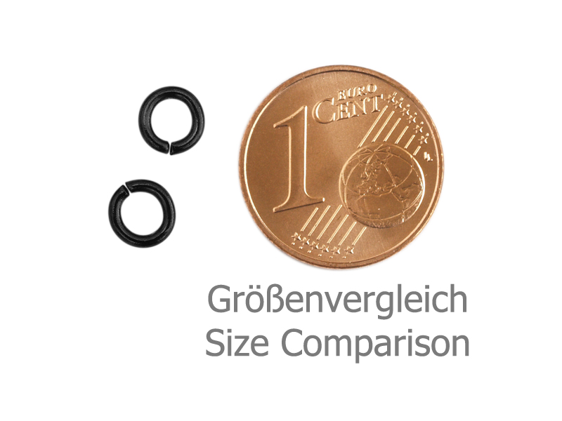 offene, schwarze 5mm Ringe Springringe Biegering aus Edelsta