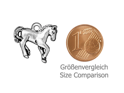 silberner Schmuckanhänger, Charm - Pferd - Größenvergleich