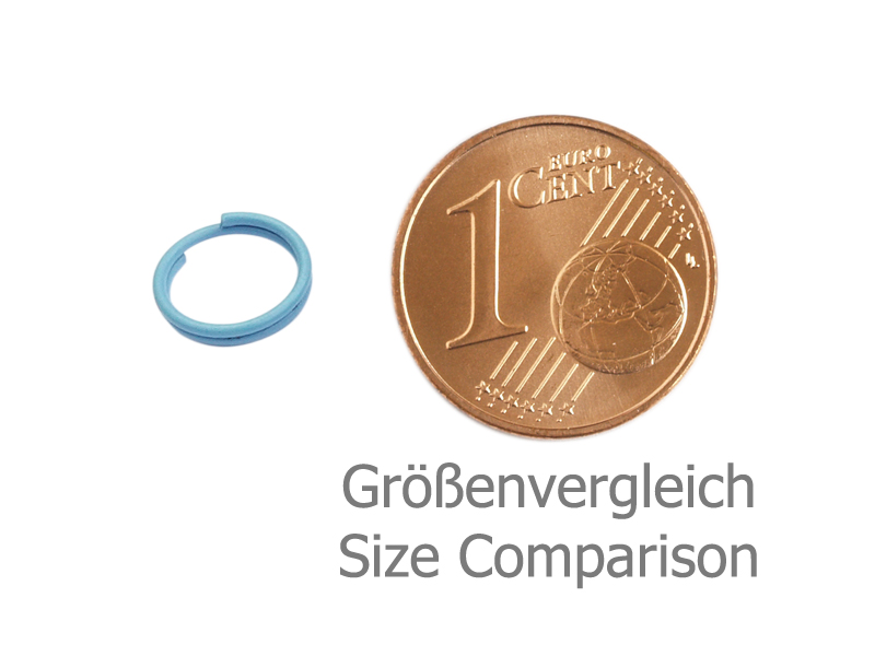 bunte Spaltringe 8mm zum Basteln - Größenvergleich