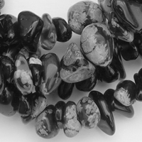 1 Strang (~80cm) echter Schneeflockenobsidian-Steinperlen, Splitter