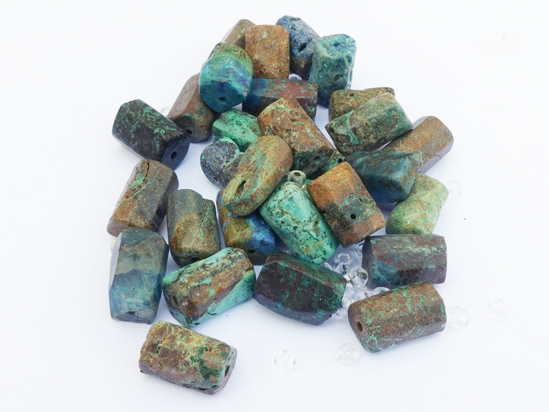 walzenförmige Chrysokoll Steinperlen ca. 7x12mm für Männersc