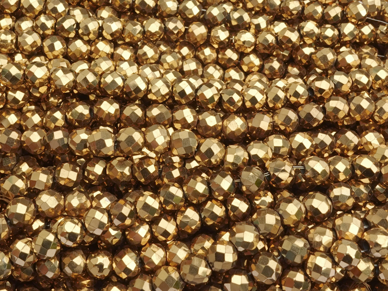 facettierte 4mm Hämatit (Blutstein) Steinperlen echt vergold