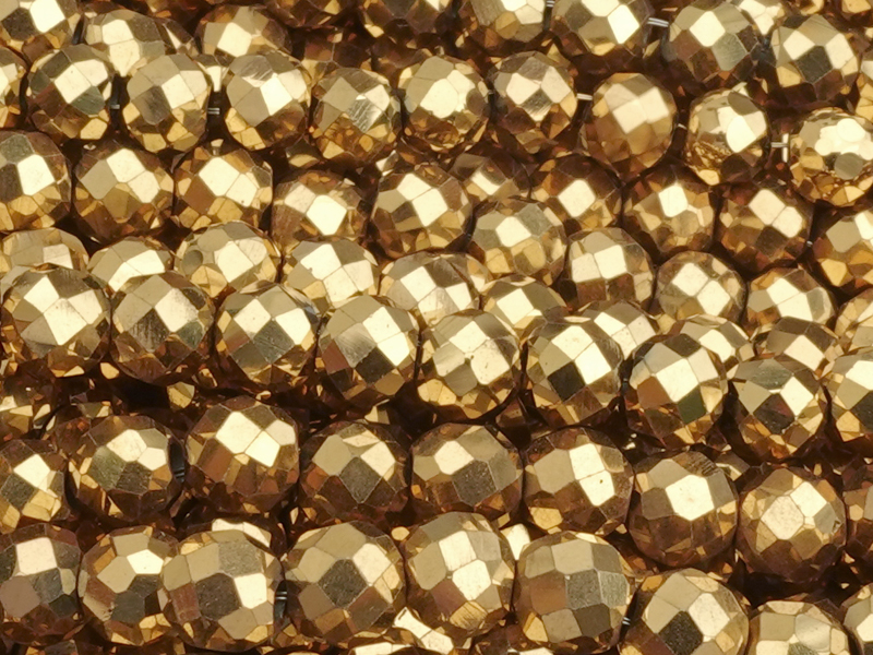 facettierte 4mm Hämatit (Blutstein) Steinperlen echt vergold