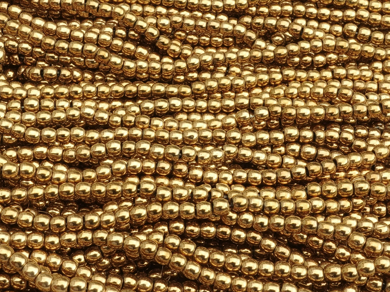 runde 2,4mm Hämatit (Blutstein) Steinperlen echt vergoldet z