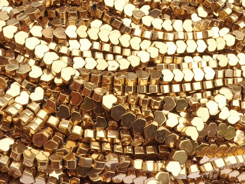 herzförmige Hämatit (Blutstein) Steinperlen 3mm echt vergold