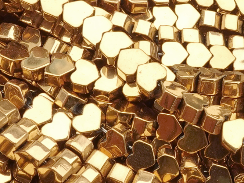 herzförmige Hämatit (Blutstein) Steinperlen 3mm echt vergold