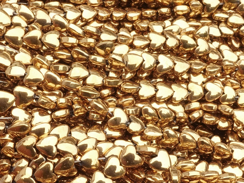 herzförmige Hämatit (Blutstein) Steinperlen 4mm echt vergold