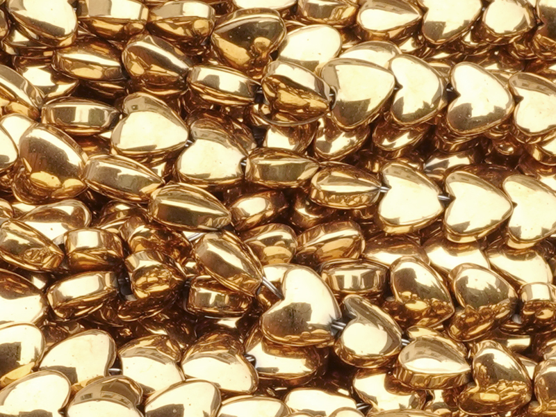 herzförmige Hämatit (Blutstein) Steinperlen 4mm echt vergold