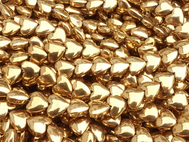herzförmige Hämatit (Blutstein) Steinperlen 6mm echt vergold
