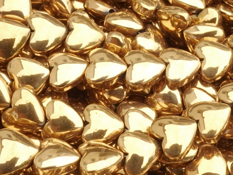 herzförmige Hämatit (Blutstein) Steinperlen 6mm echt vergold