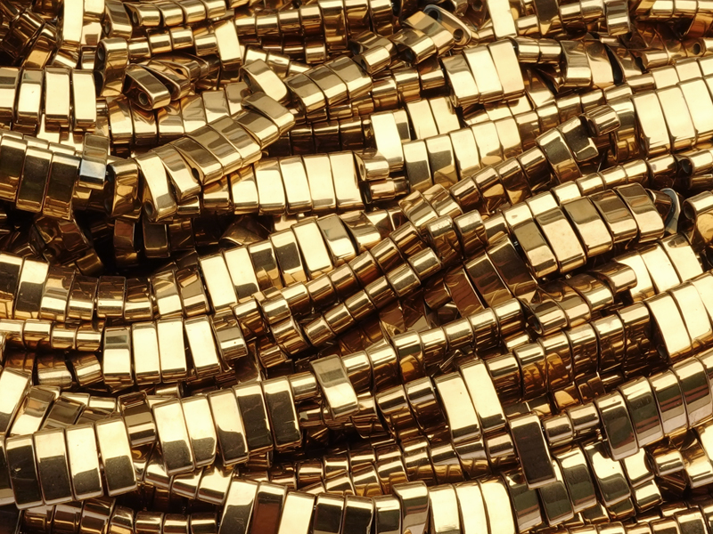 goldene Half Tila Zweilochperlen aus Hämatitstein zum Schmuc