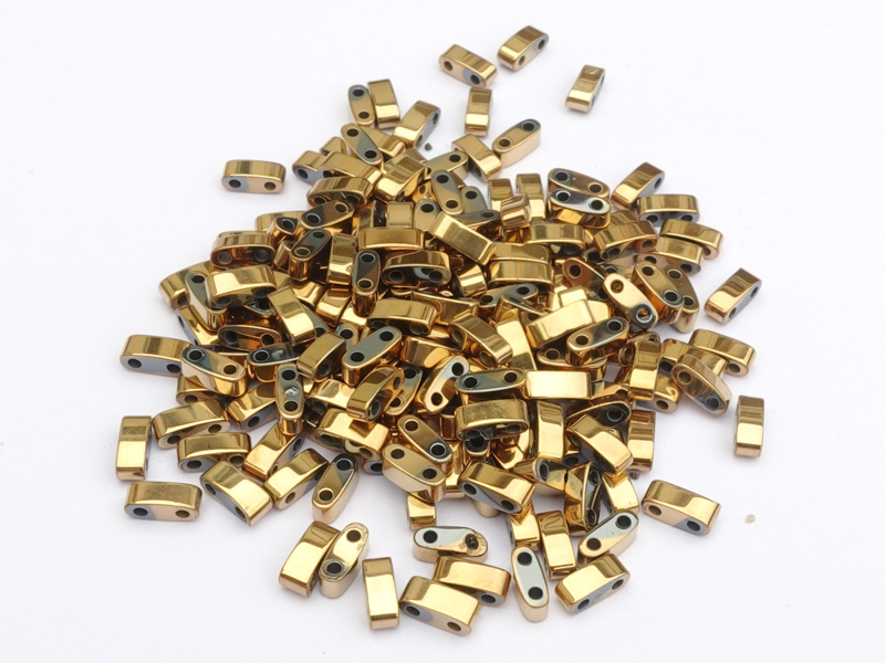 goldene Half Tila Zweilochperlen aus Hämatitstein zum Schmuc