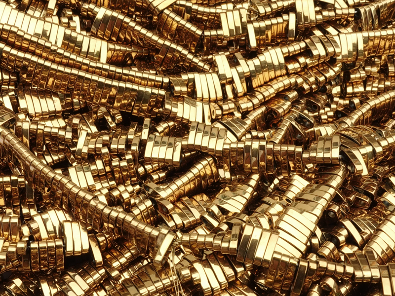 goldene Quater Tila Zweilochperlen aus Hämatitstein zum Schm