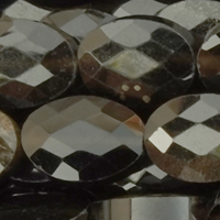 1 Strang (~37,5cm) echter schwarzer Obsidian Steinperlen, facettierte Ovale ~8x6mm