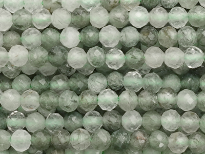facettierte 2mm Grüner Rutilquarz Steinperlen zum Schmuckmac